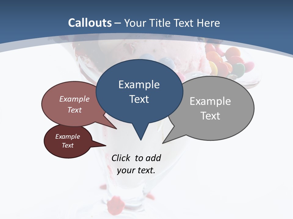 An Ice Cream Sundae With Sprinkles On A Blue And White Background PowerPoint Template