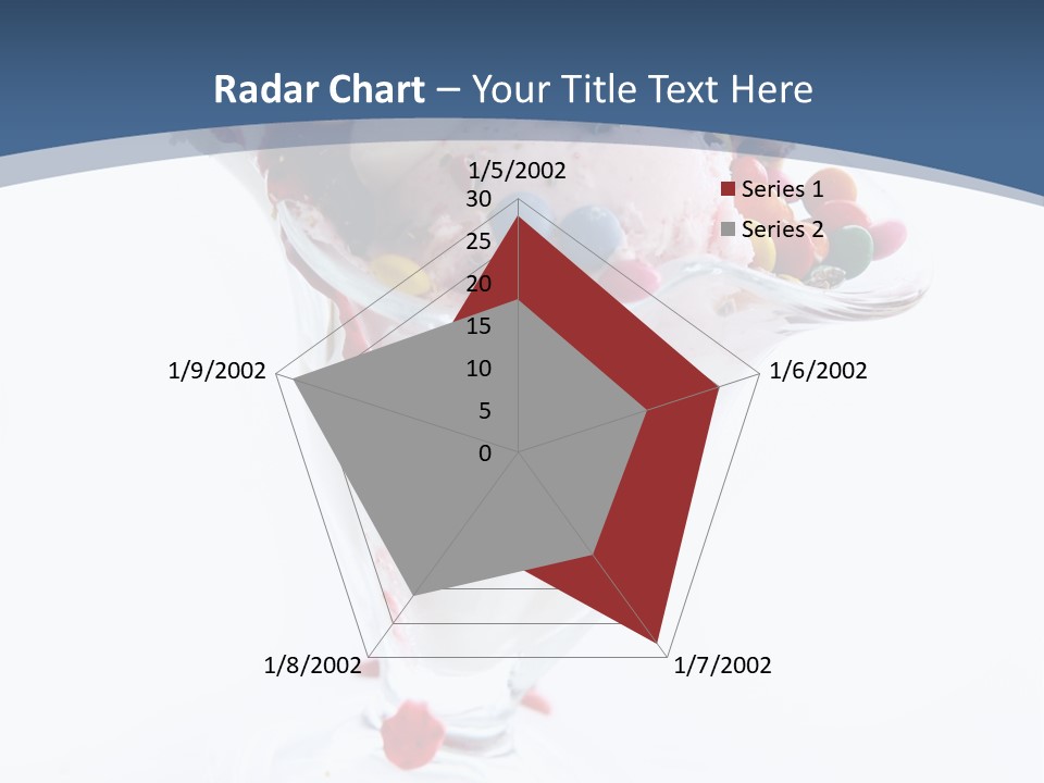 An Ice Cream Sundae With Sprinkles On A Blue And White Background PowerPoint Template