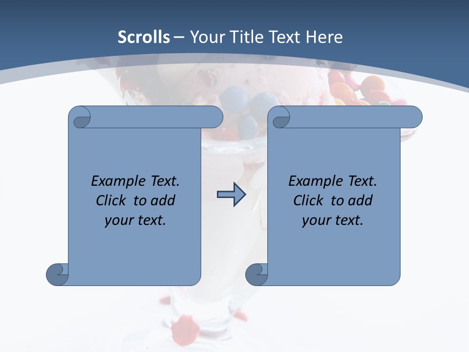 An Ice Cream Sundae With Sprinkles On A Blue And White Background PowerPoint Template