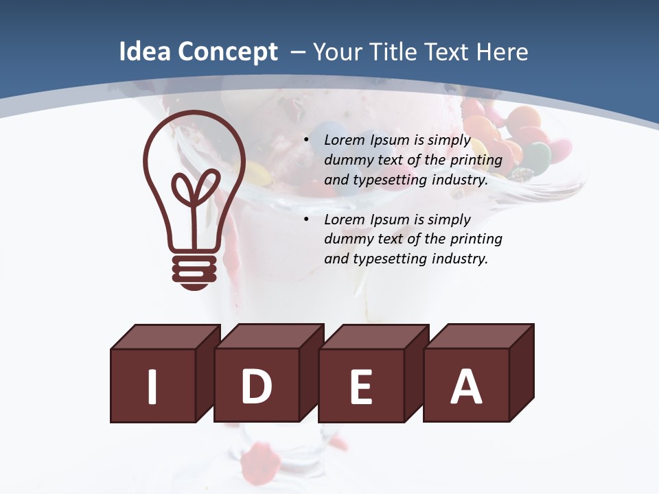 An Ice Cream Sundae With Sprinkles On A Blue And White Background PowerPoint Template