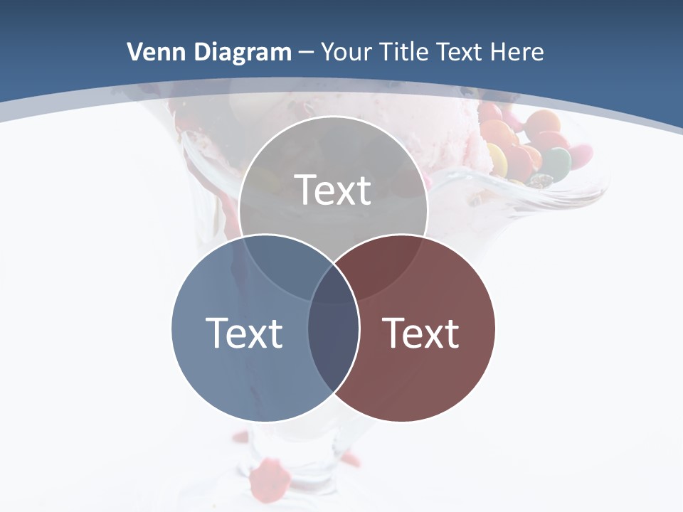 An Ice Cream Sundae With Sprinkles On A Blue And White Background PowerPoint Template