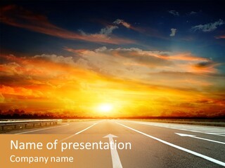 Sunset Saturated Road PowerPoint Template