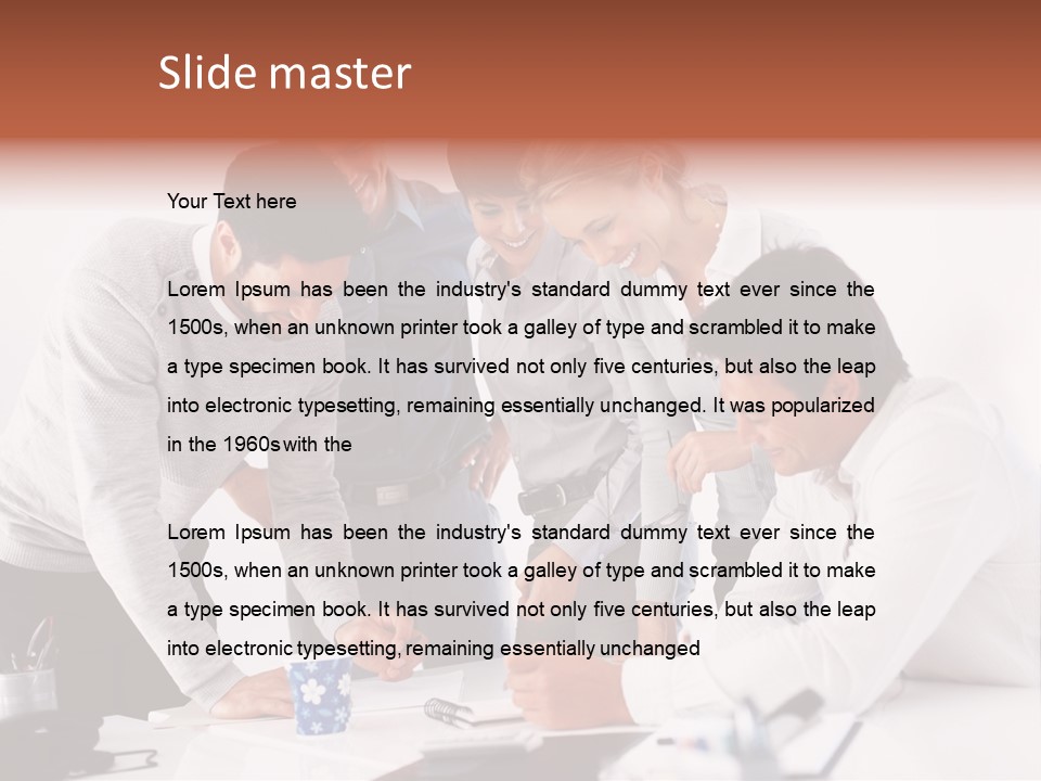 A Group Of People Standing Around A Table PowerPoint Template