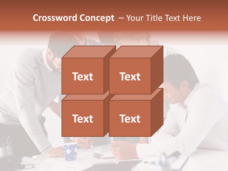 A Group Of People Standing Around A Table PowerPoint Template