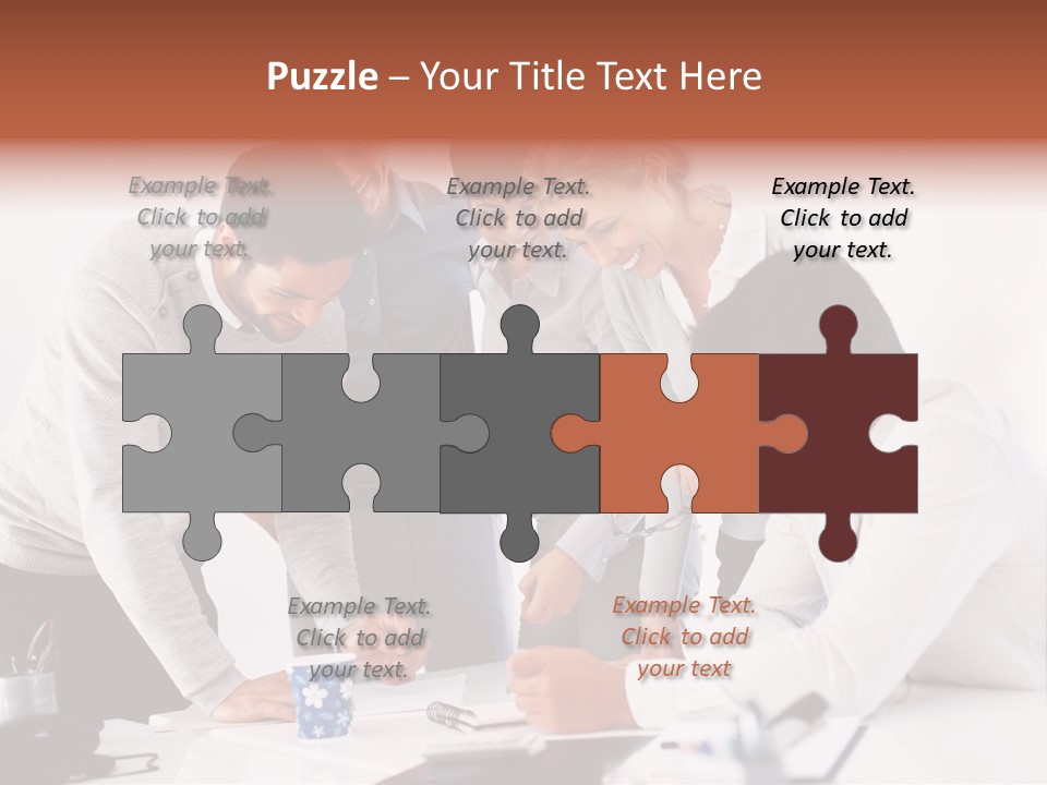 A Group Of People Standing Around A Table PowerPoint Template