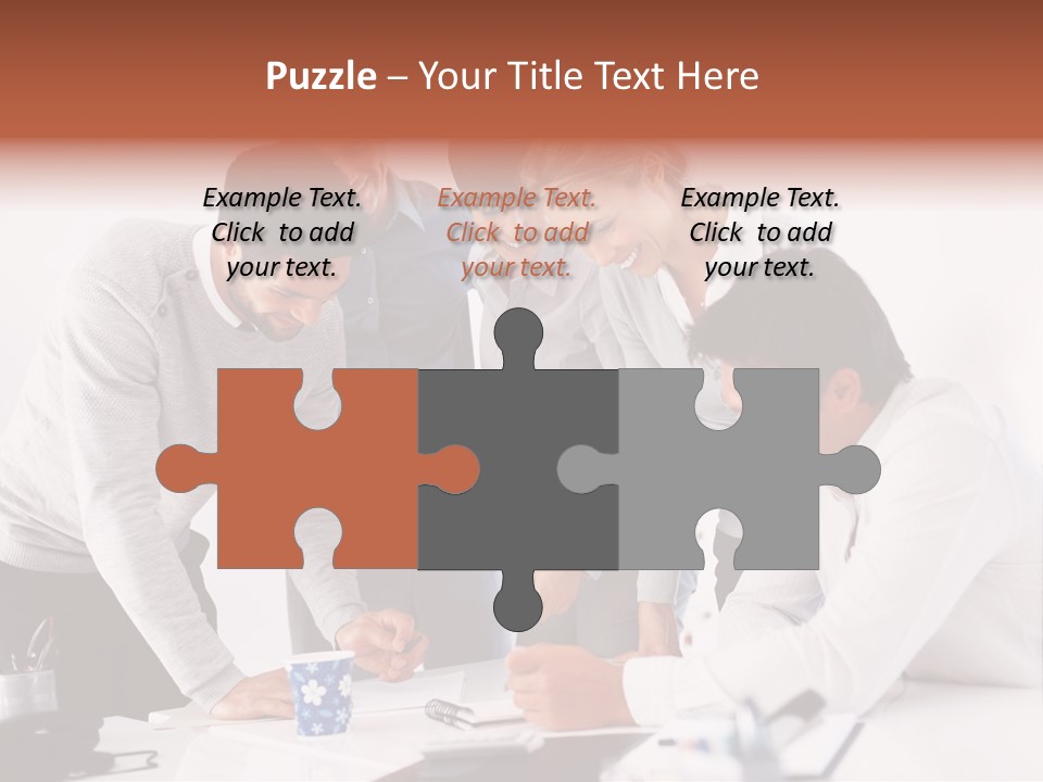 A Group Of People Standing Around A Table PowerPoint Template