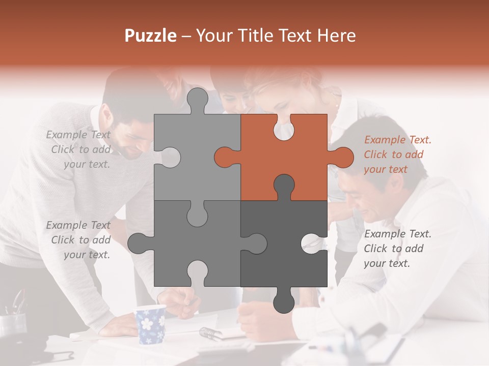 A Group Of People Standing Around A Table PowerPoint Template