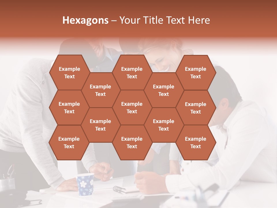 A Group Of People Standing Around A Table PowerPoint Template