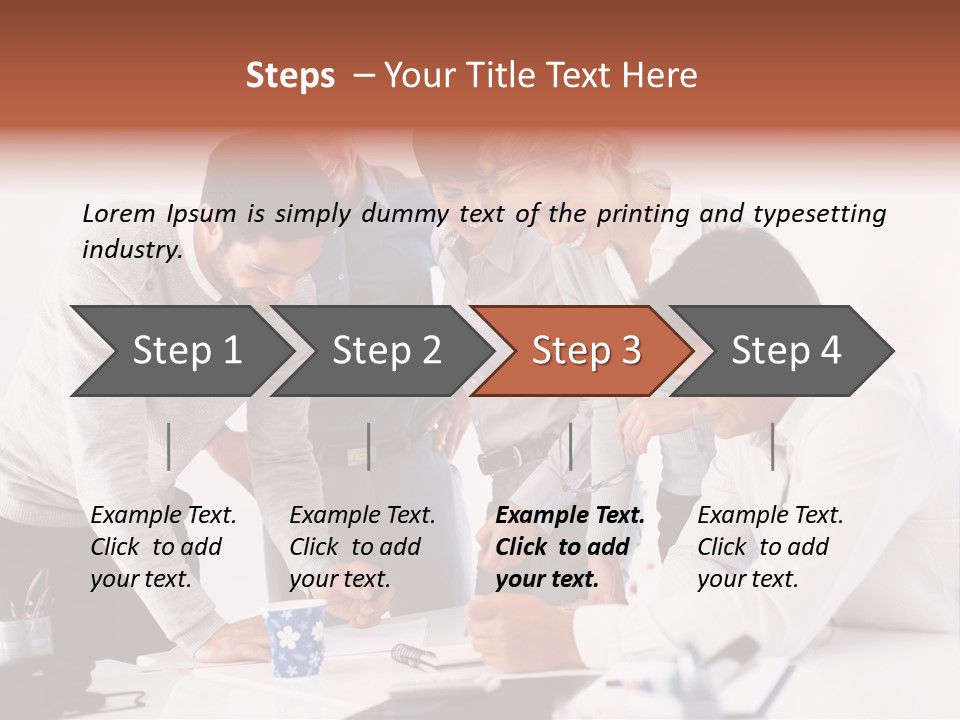 A Group Of People Standing Around A Table PowerPoint Template