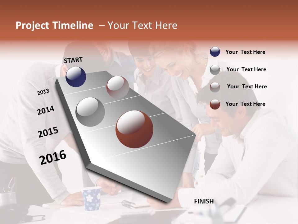 A Group Of People Standing Around A Table PowerPoint Template