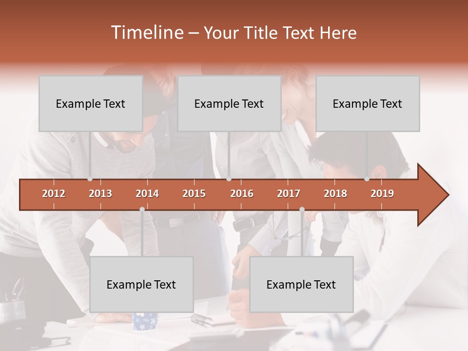 A Group Of People Standing Around A Table PowerPoint Template