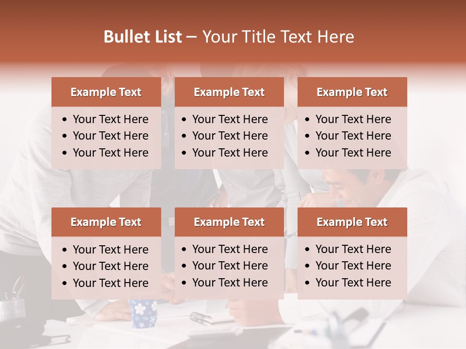 A Group Of People Standing Around A Table PowerPoint Template