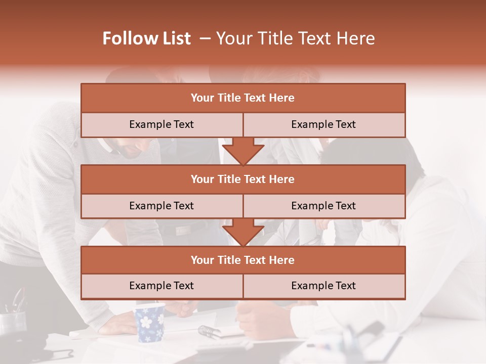 A Group Of People Standing Around A Table PowerPoint Template