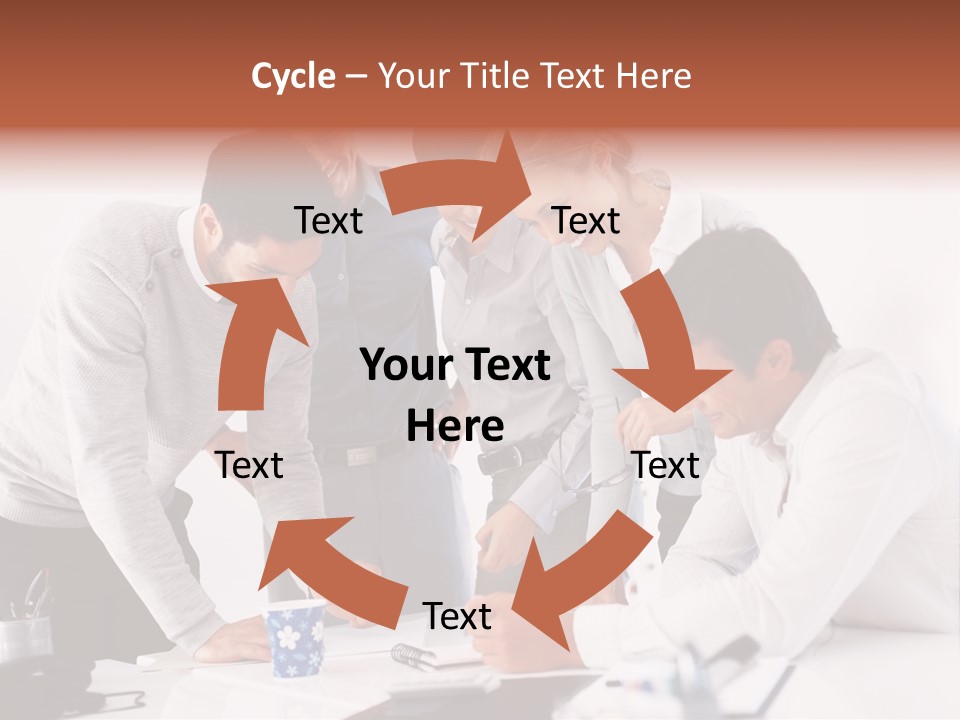 A Group Of People Standing Around A Table PowerPoint Template