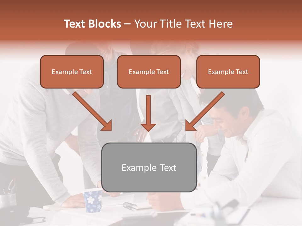 A Group Of People Standing Around A Table PowerPoint Template