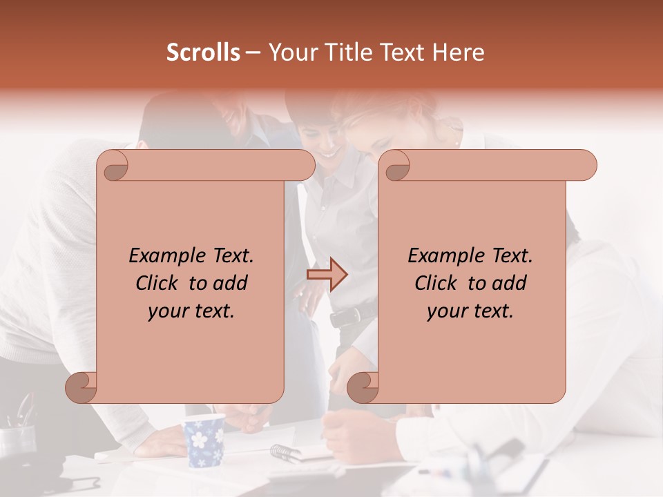 A Group Of People Standing Around A Table PowerPoint Template