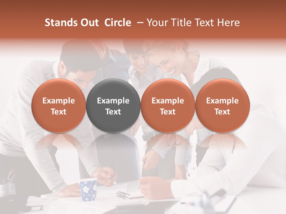 A Group Of People Standing Around A Table PowerPoint Template