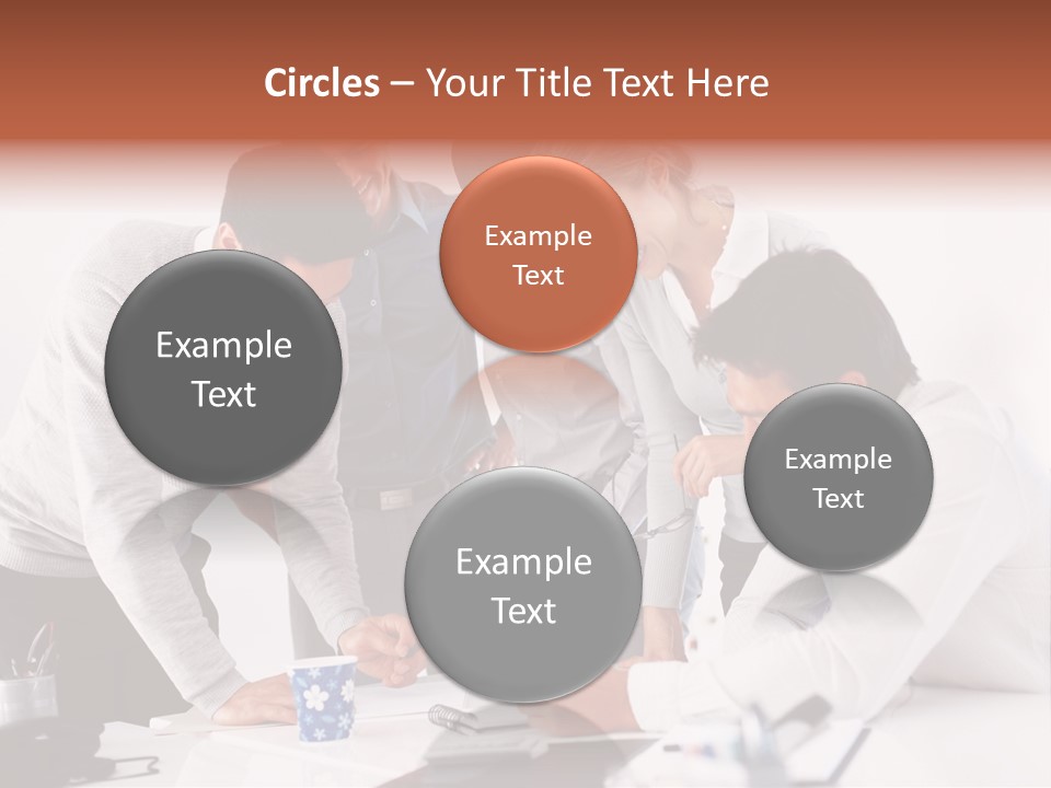 A Group Of People Standing Around A Table PowerPoint Template