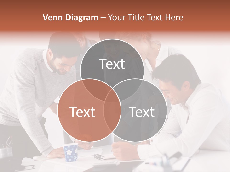 A Group Of People Standing Around A Table PowerPoint Template