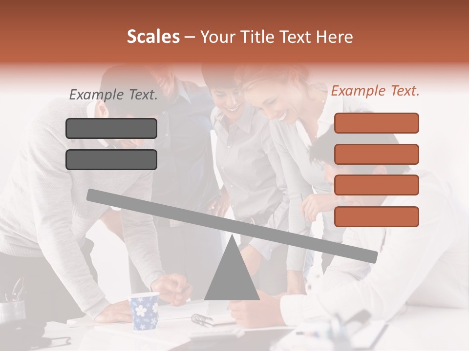 A Group Of People Standing Around A Table PowerPoint Template