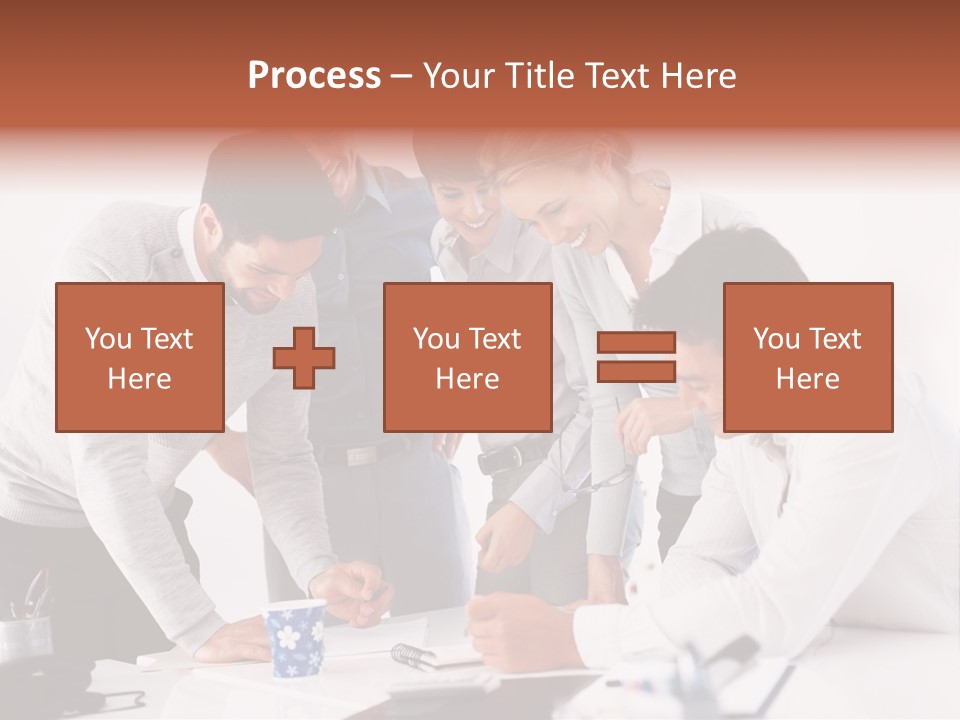 A Group Of People Standing Around A Table PowerPoint Template