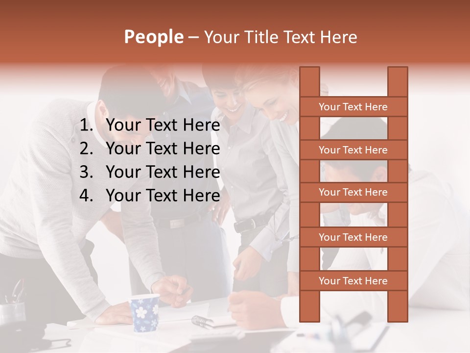 A Group Of People Standing Around A Table PowerPoint Template