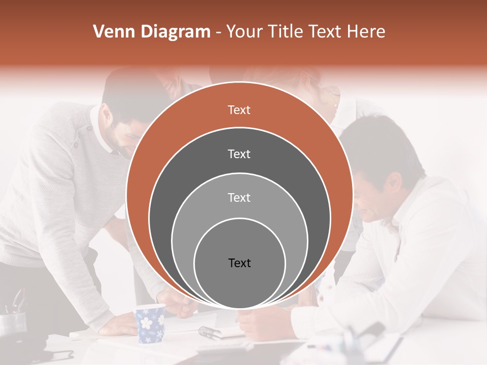 A Group Of People Standing Around A Table PowerPoint Template