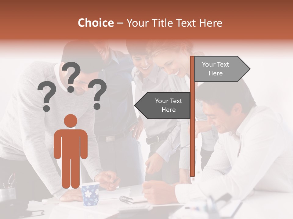 A Group Of People Standing Around A Table PowerPoint Template