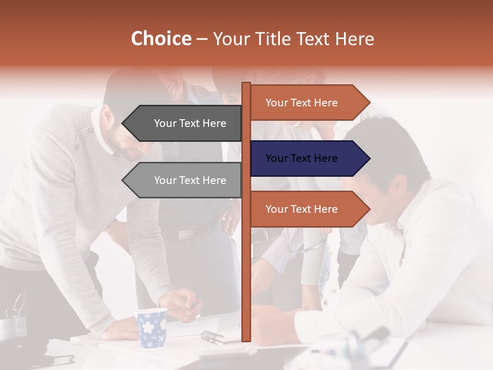 A Group Of People Standing Around A Table PowerPoint Template