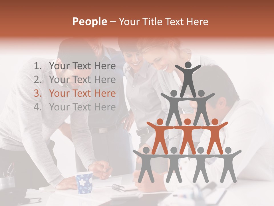 A Group Of People Standing Around A Table PowerPoint Template