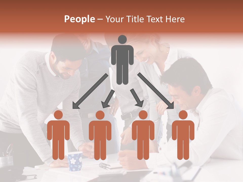 A Group Of People Standing Around A Table PowerPoint Template