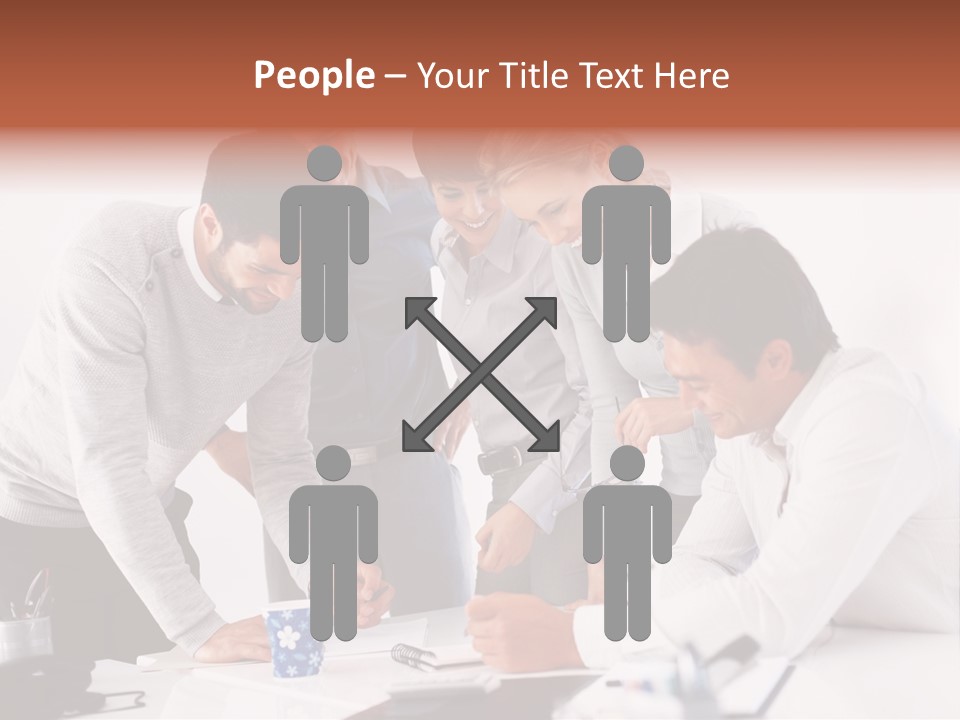 A Group Of People Standing Around A Table PowerPoint Template
