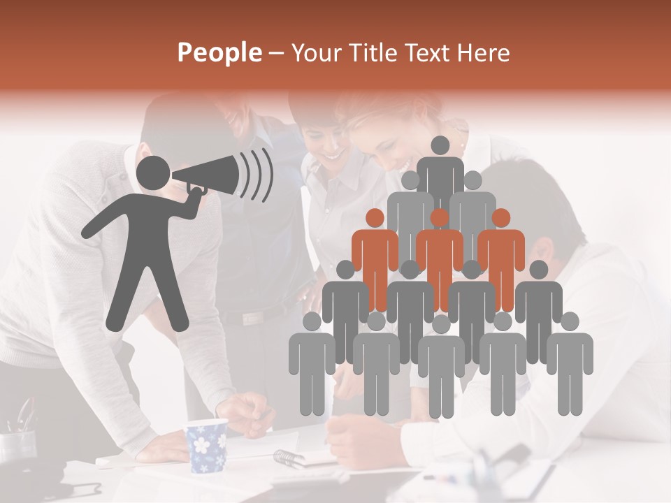 A Group Of People Standing Around A Table PowerPoint Template
