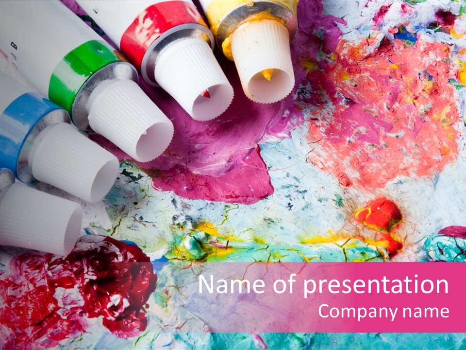 A Group Of Paint Tubes Sitting On Top Of A Table PowerPoint Template