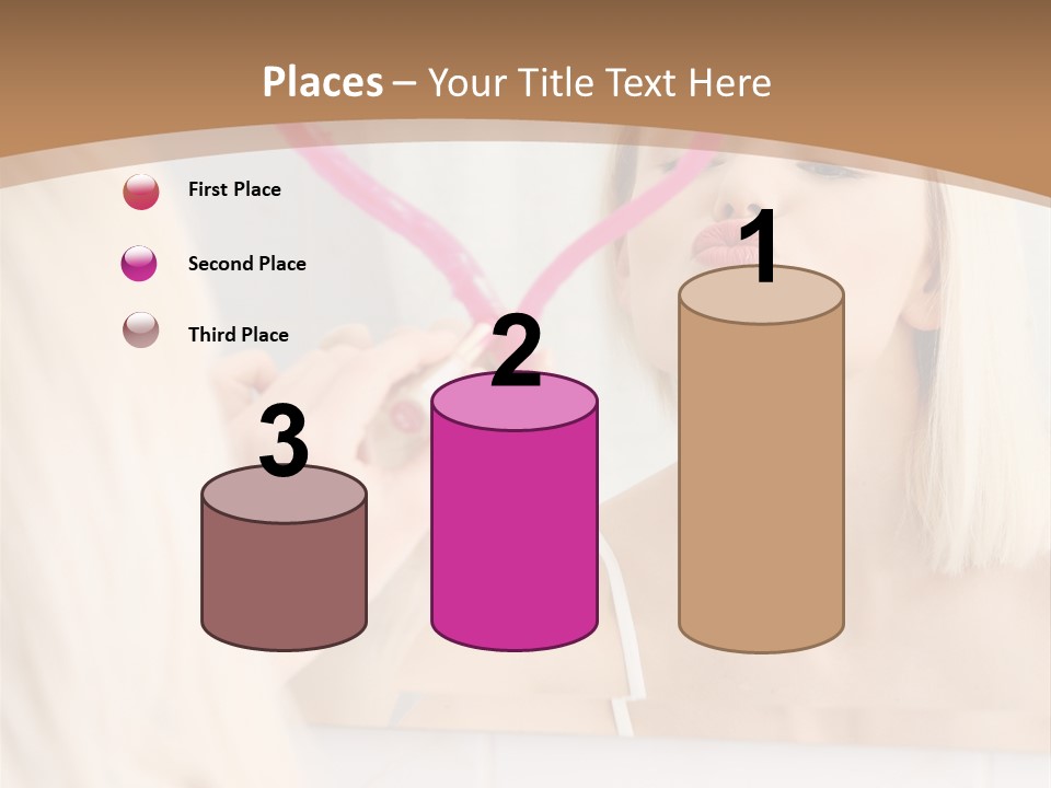 A Woman Holding A Pink Heart In Front Of A Mirror PowerPoint Template