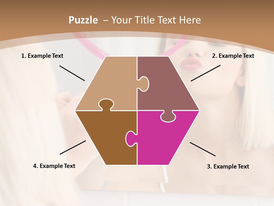 A Woman Holding A Pink Heart In Front Of A Mirror PowerPoint Template