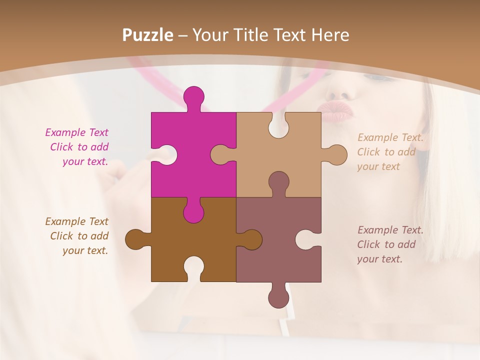 A Woman Holding A Pink Heart In Front Of A Mirror PowerPoint Template