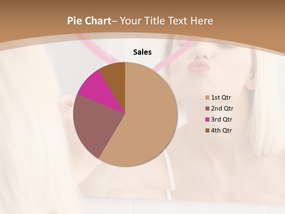 A Woman Holding A Pink Heart In Front Of A Mirror PowerPoint Template