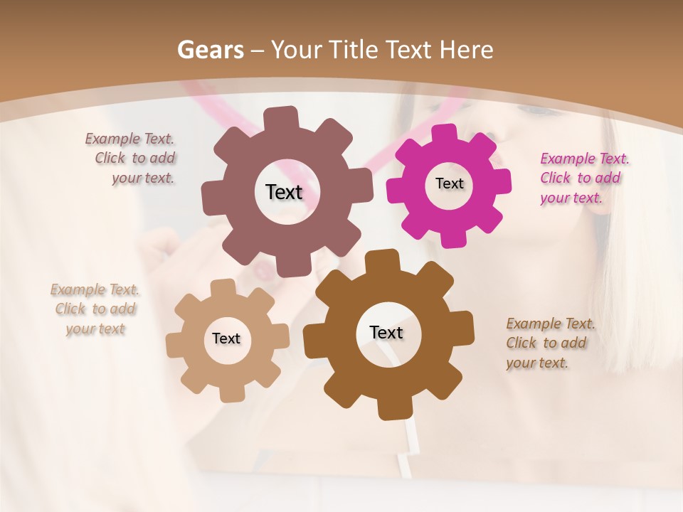 A Woman Holding A Pink Heart In Front Of A Mirror PowerPoint Template