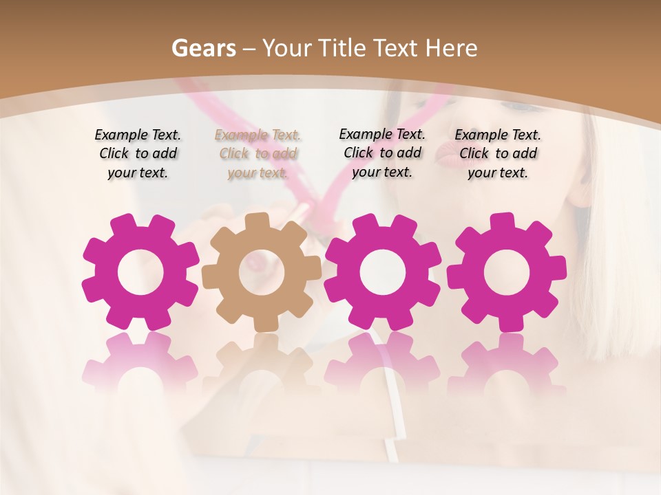 A Woman Holding A Pink Heart In Front Of A Mirror PowerPoint Template