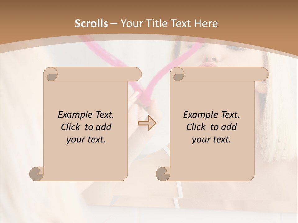 A Woman Holding A Pink Heart In Front Of A Mirror PowerPoint Template