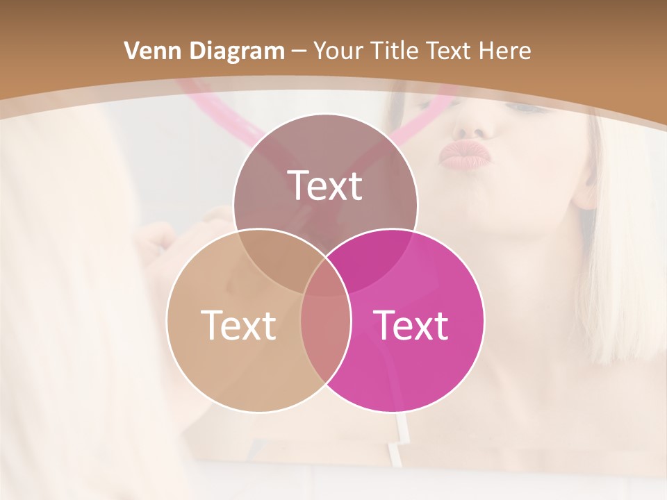 A Woman Holding A Pink Heart In Front Of A Mirror PowerPoint Template