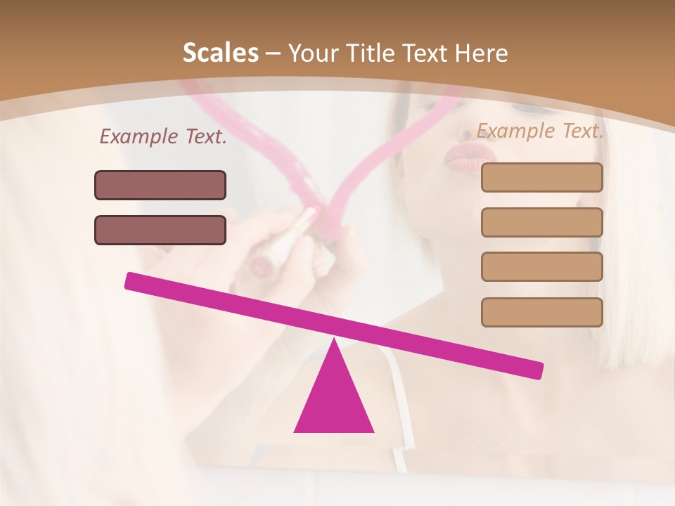 A Woman Holding A Pink Heart In Front Of A Mirror PowerPoint Template