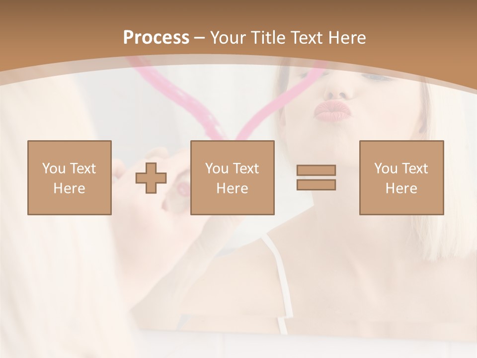 A Woman Holding A Pink Heart In Front Of A Mirror PowerPoint Template