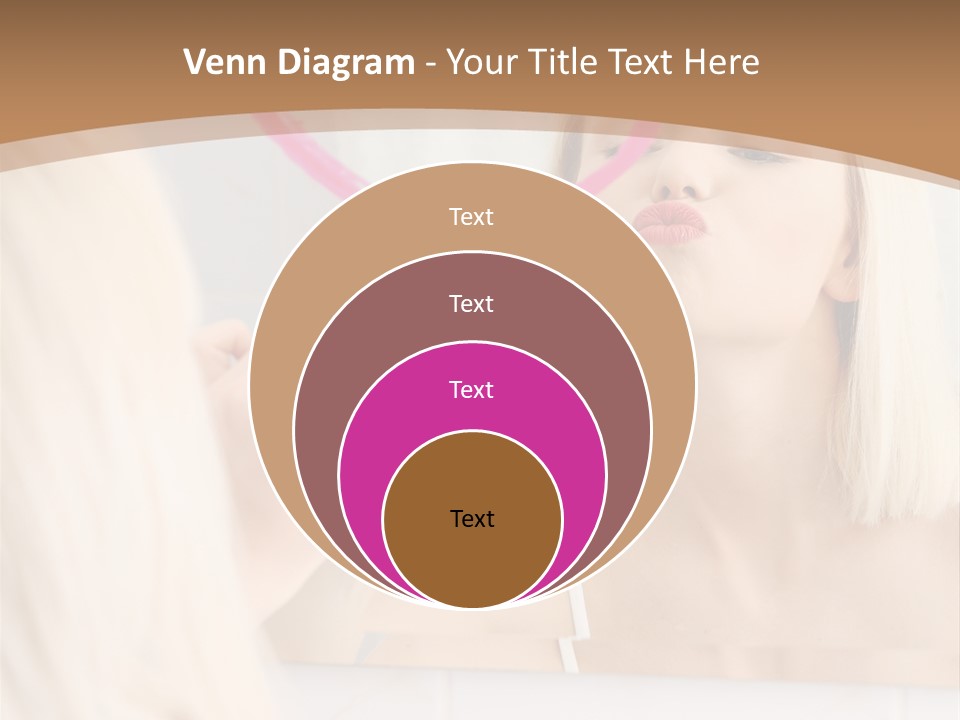 A Woman Holding A Pink Heart In Front Of A Mirror PowerPoint Template