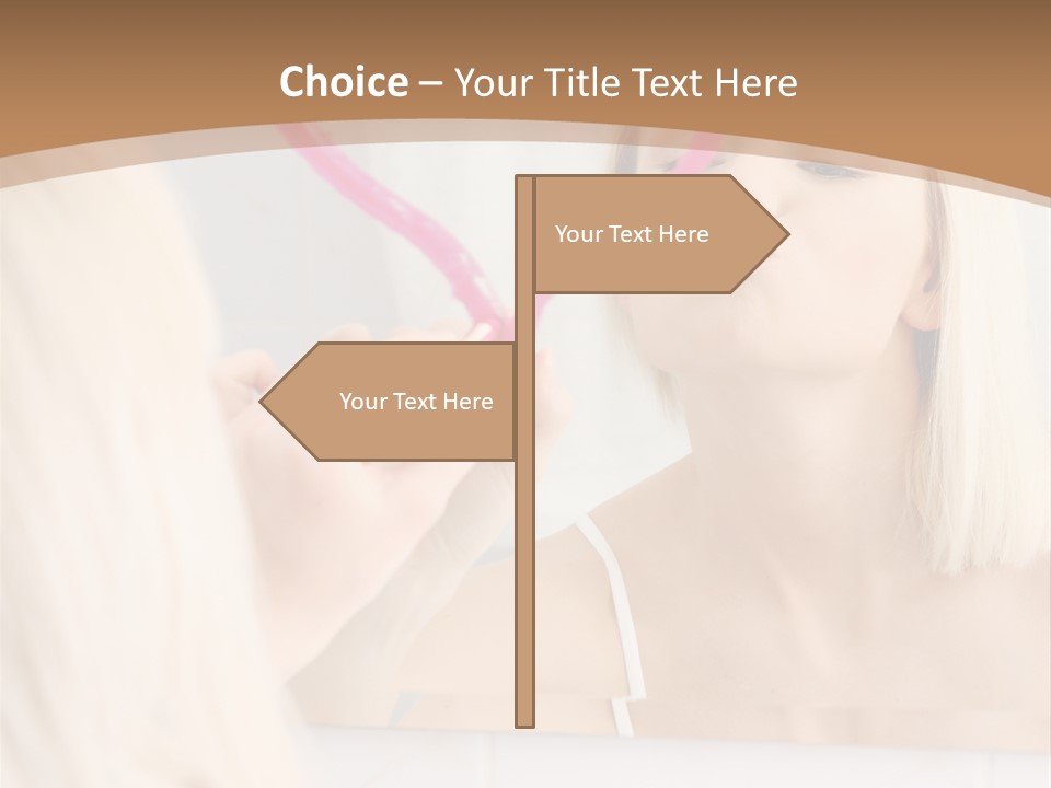 A Woman Holding A Pink Heart In Front Of A Mirror PowerPoint Template