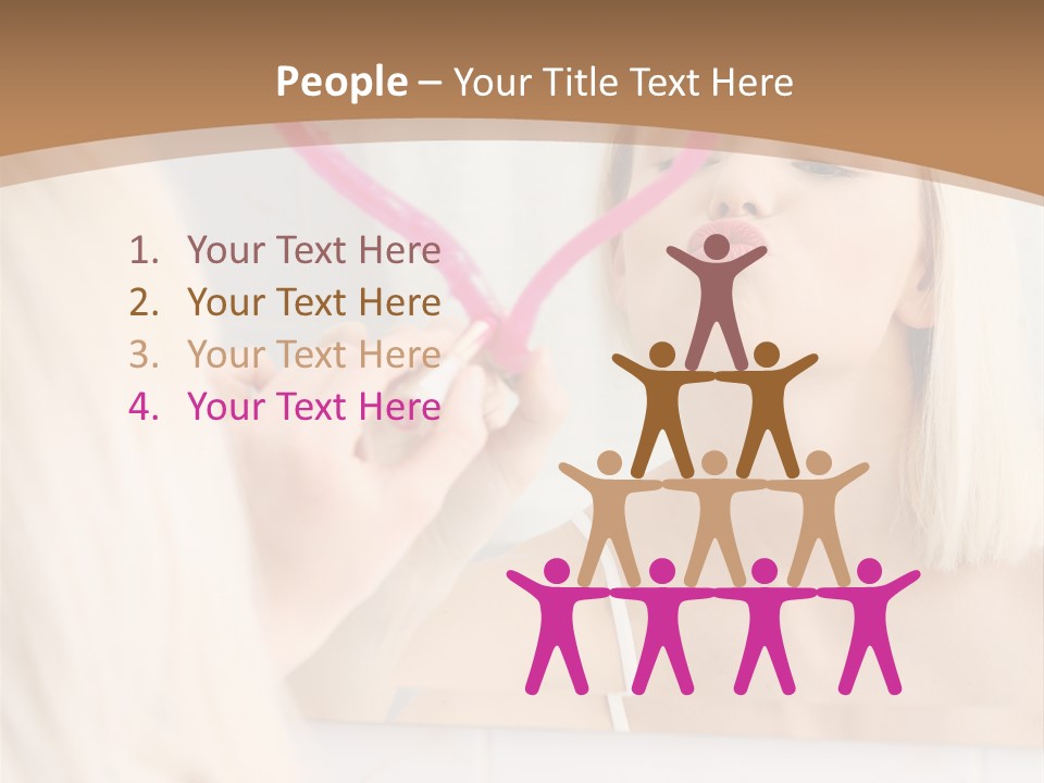 A Woman Holding A Pink Heart In Front Of A Mirror PowerPoint Template