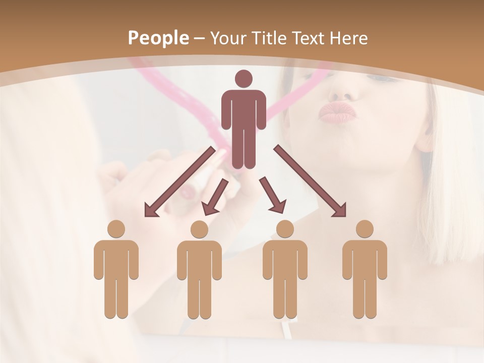 A Woman Holding A Pink Heart In Front Of A Mirror PowerPoint Template