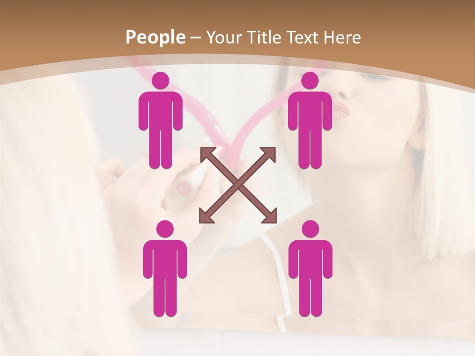 A Woman Holding A Pink Heart In Front Of A Mirror PowerPoint Template