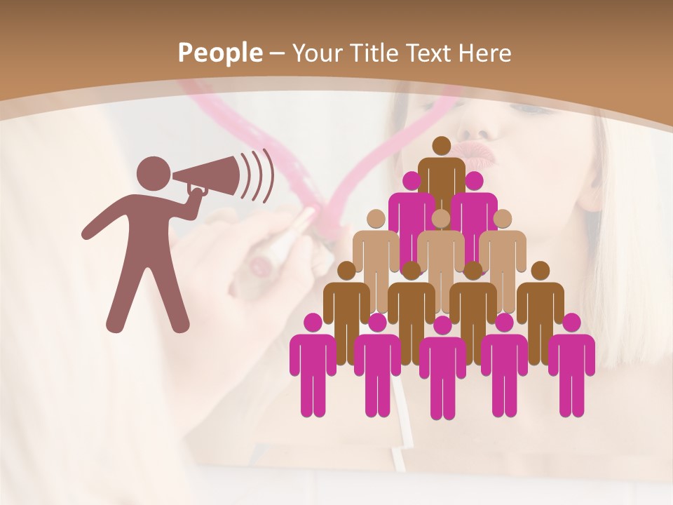 A Woman Holding A Pink Heart In Front Of A Mirror PowerPoint Template